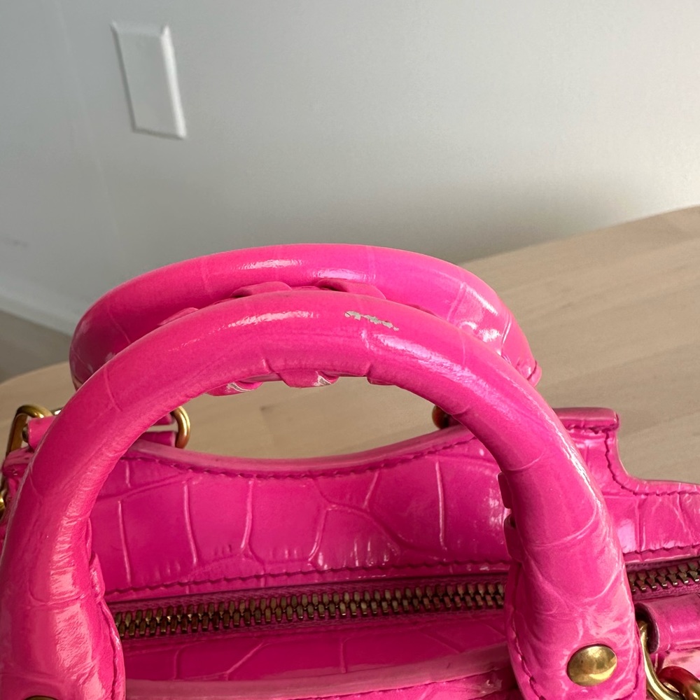 Balenciaga Neo Classic Nano Size In Bright Pink Croco Leather - Picture 6 of 11